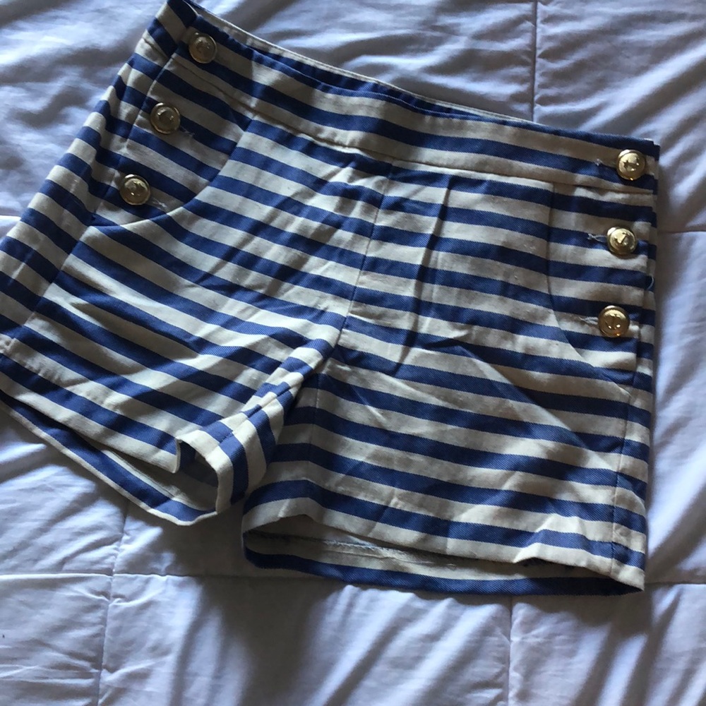 Nautical linen striped shorts